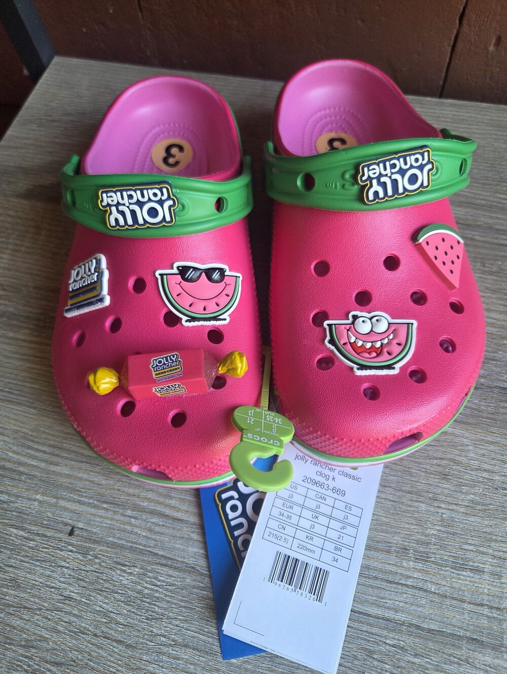 Crocs Jolly Rancher Classic Clog 209663-669 Pink Watermelon Youth J3 Unisex